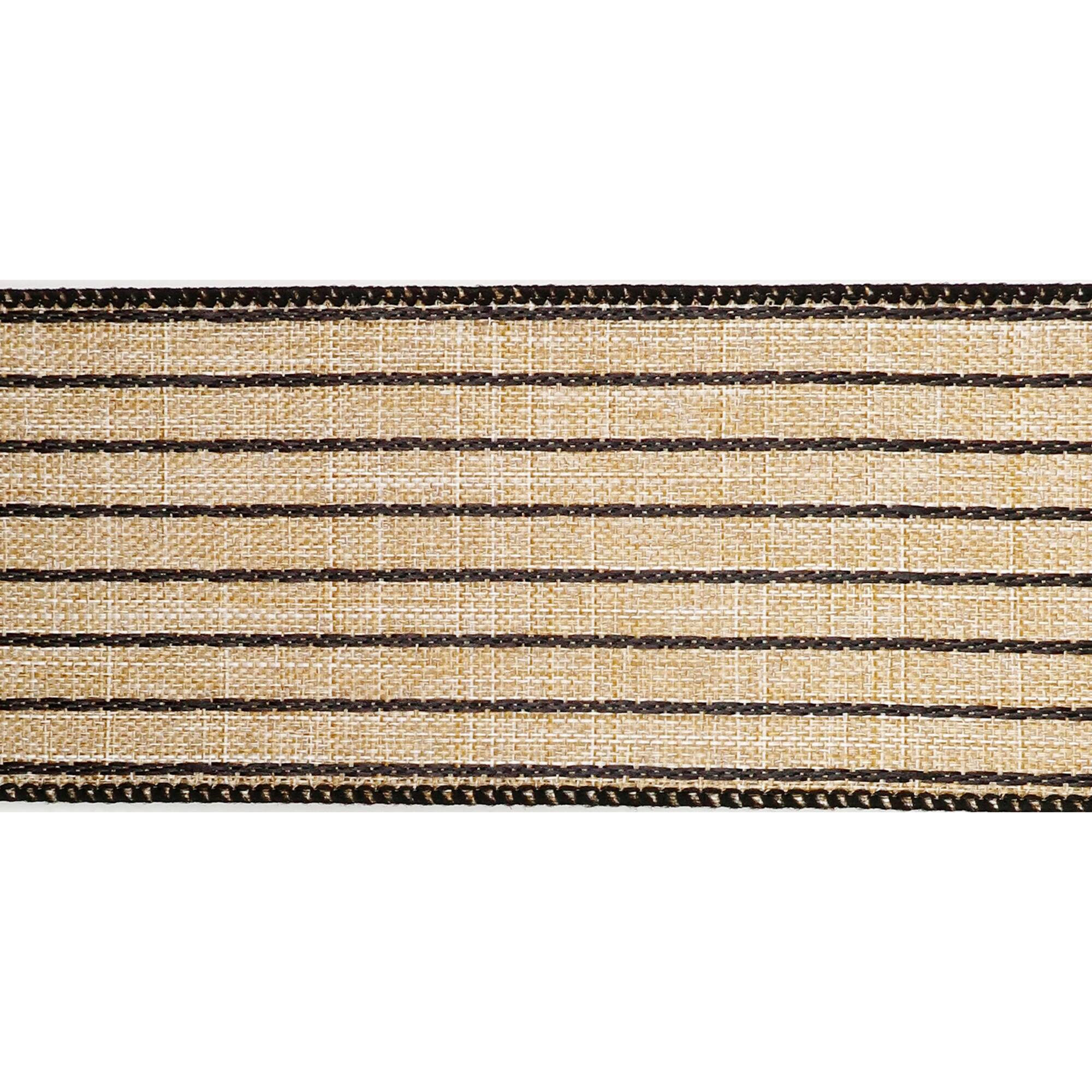 2.5" x 25ft. Faux Linen Wired Pinstripe Ribbon by Celebrate It™